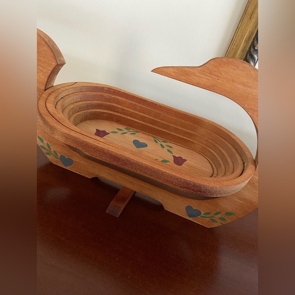 Vintage 1986 "Squash basket" by Holmes Ent. Wood Collapsible Basket Unsigned - Picture 4 of 11